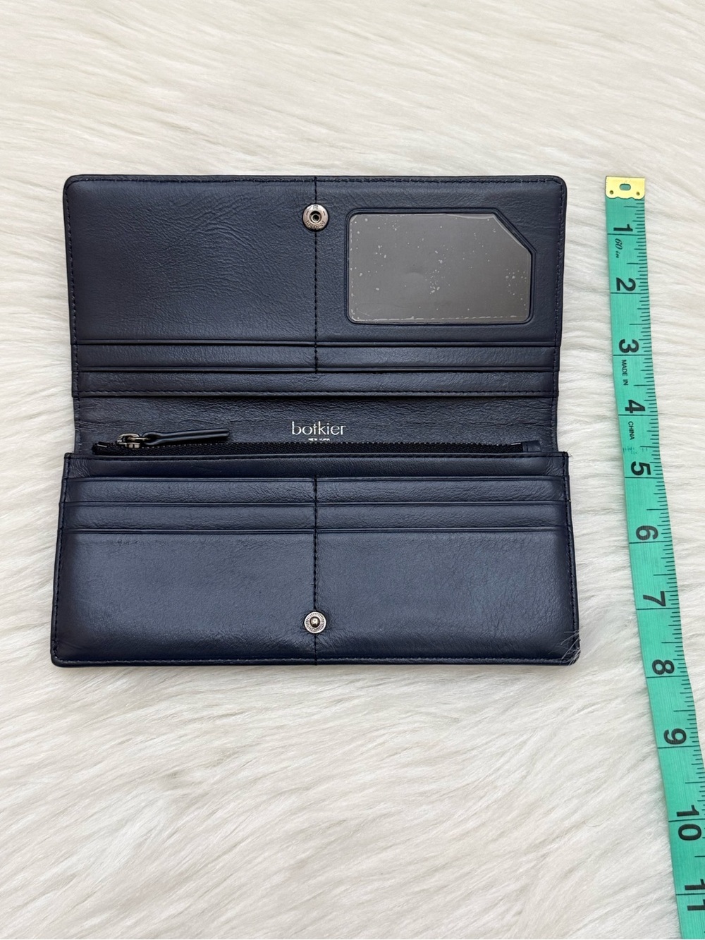 BOTKIER - BLUE ALL LEATHER BIKER QUILTED MOTO LONG SNAP WALLET - Picture 12 of 12